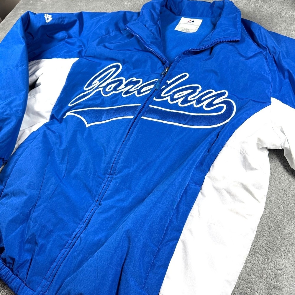 Majestic Good Guys Men's L Blue White Full Zip‎ Fleece Lined Jacket